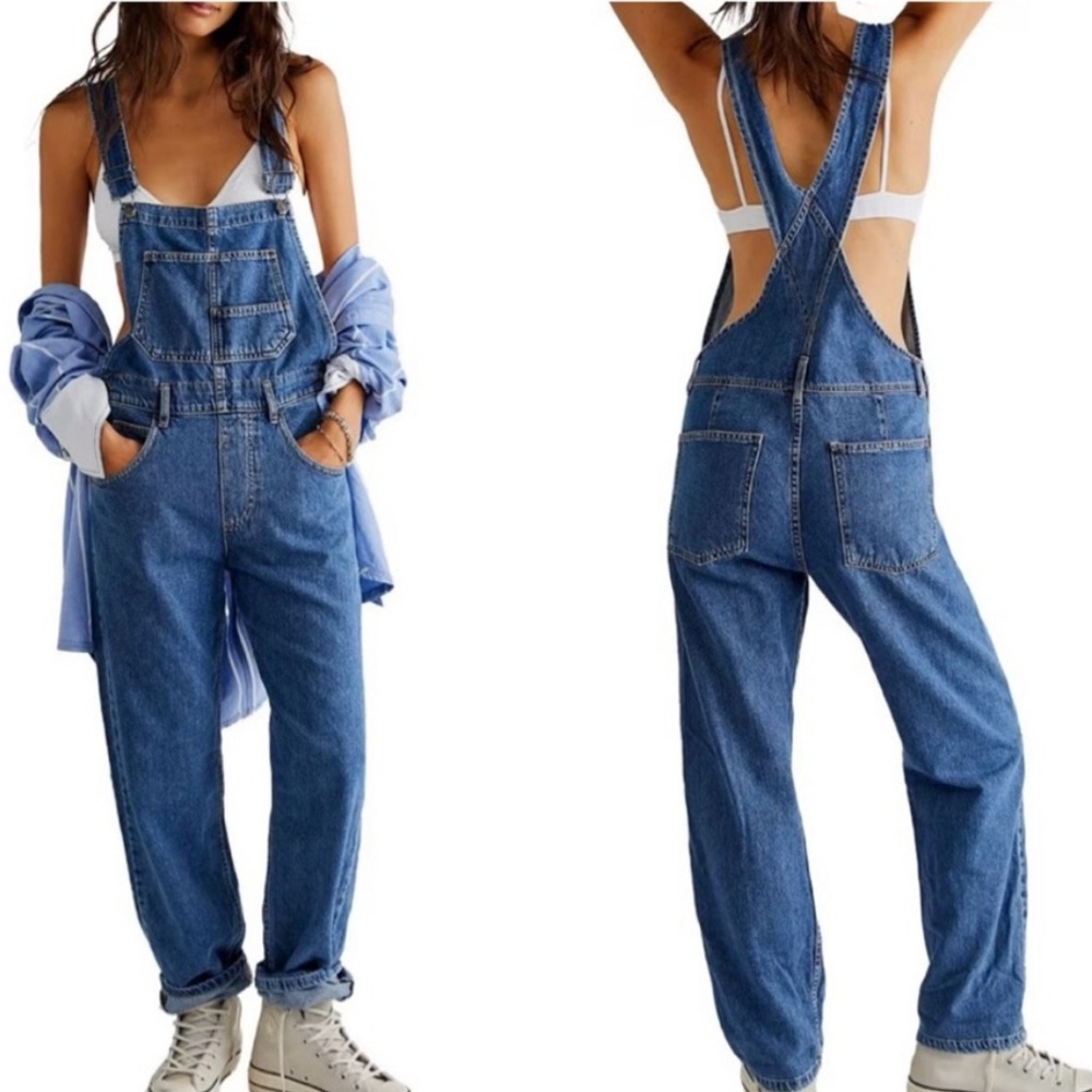 We The Free Ziggy Dark Wash Denim Blue Jean Overalls